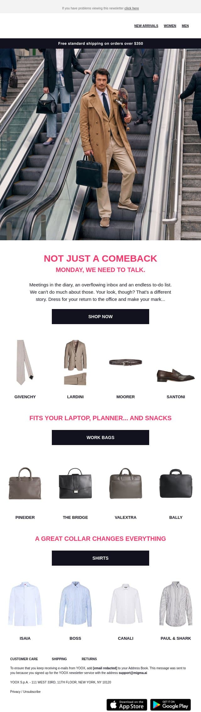 Back to the office? Start with the look 💻 email from Yoox screenshot