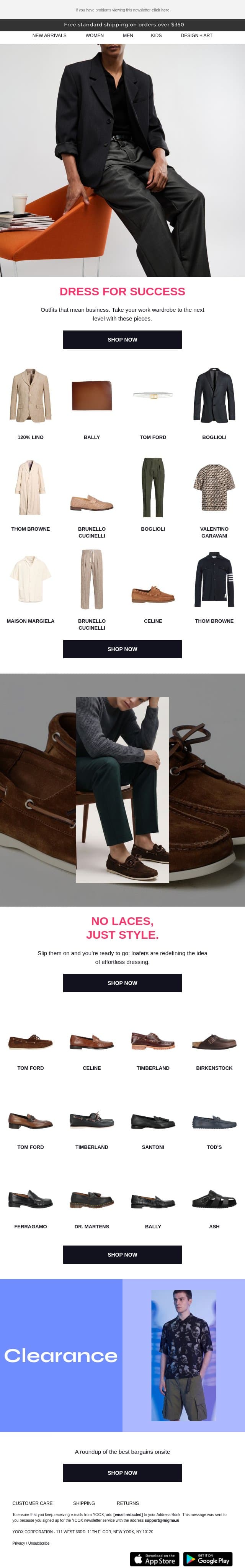💻 Dress for success > Explore our 9-to-5 edit email from Yoox screenshot