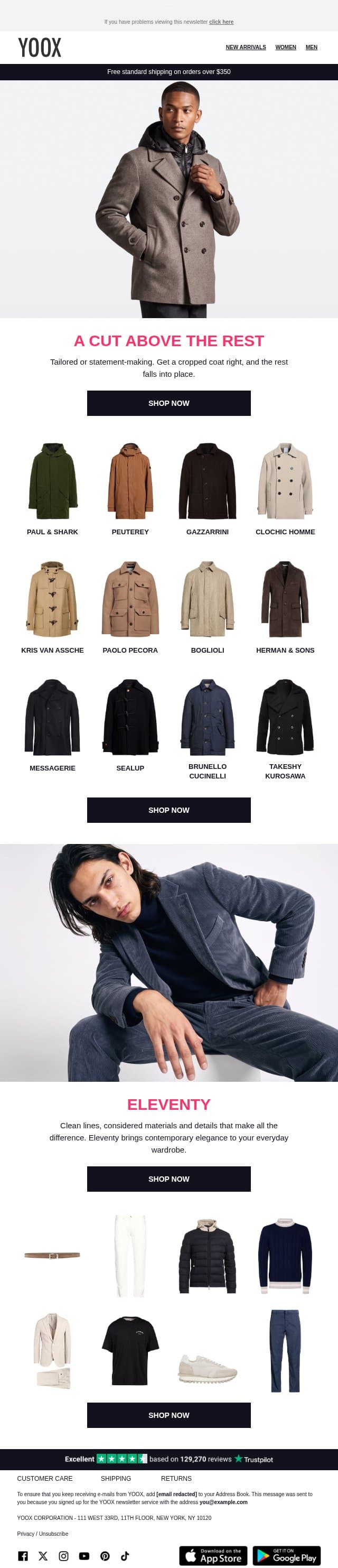 A cut above the rest > The cropped coats to covet email from Yoox screenshot