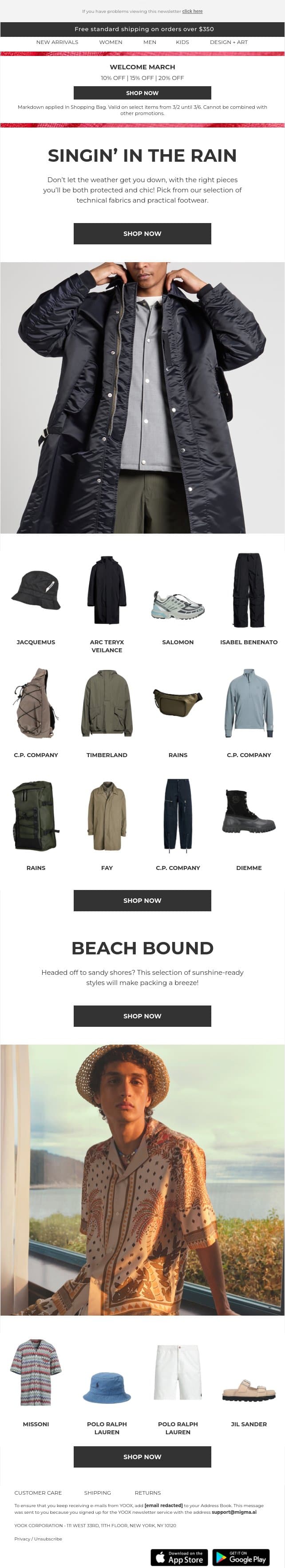 ☔Chic style solutions for uncertain weather email from Yoox screenshot