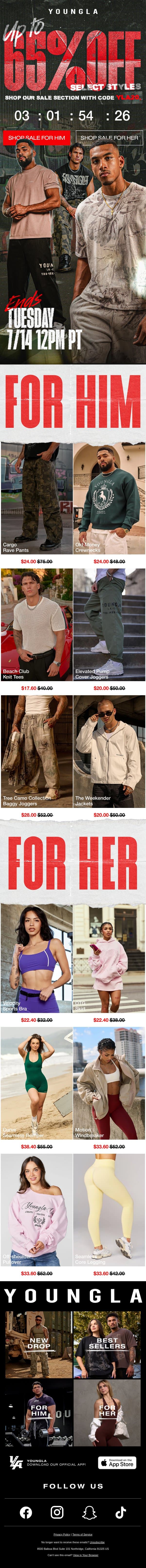 ‼️FINAL CHANCE: UP TO 65% OFF JUST FOR YOU‼️ email from YoungLA screenshot