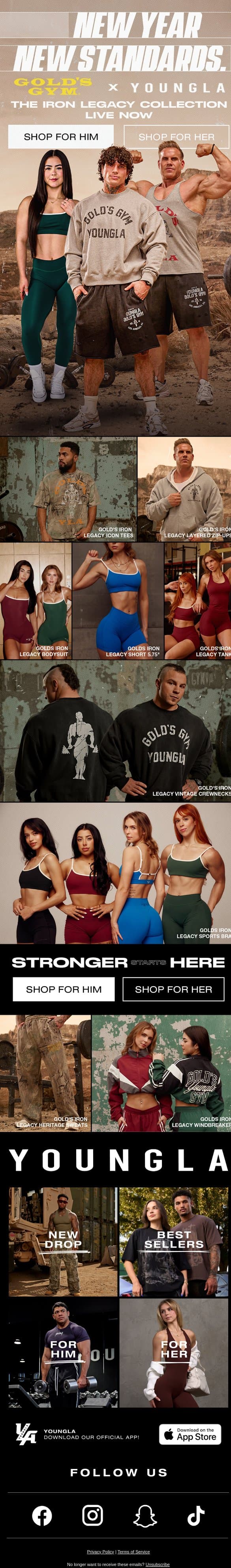 GOLD’S GYM x YLA IS BACK 🔥 email from YoungLA screenshot