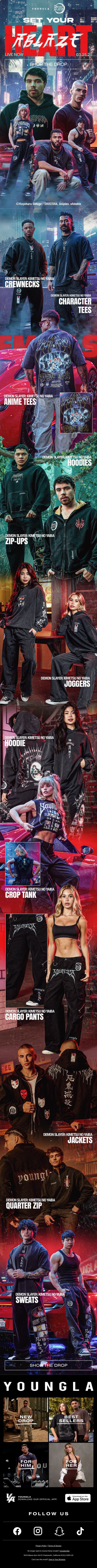 DEMON SLAYER × YLA DROP IS HERE!! 🔥 email from YoungLA screenshot