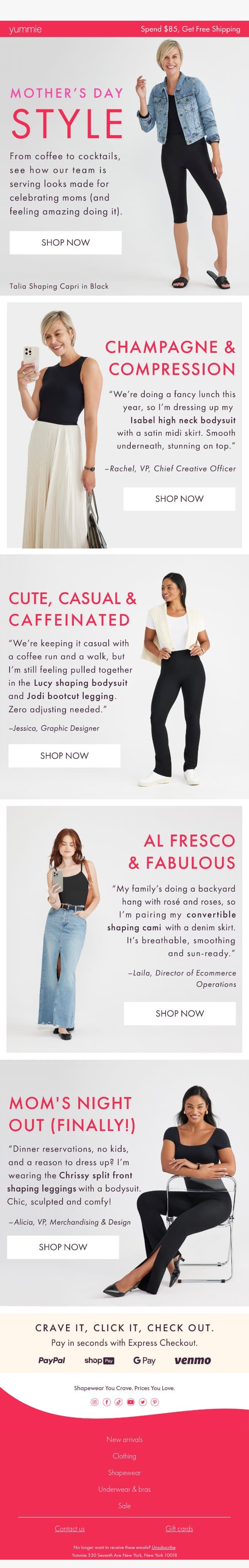 The Mother’s Day Style Guide Is Here email from Yummie screenshot