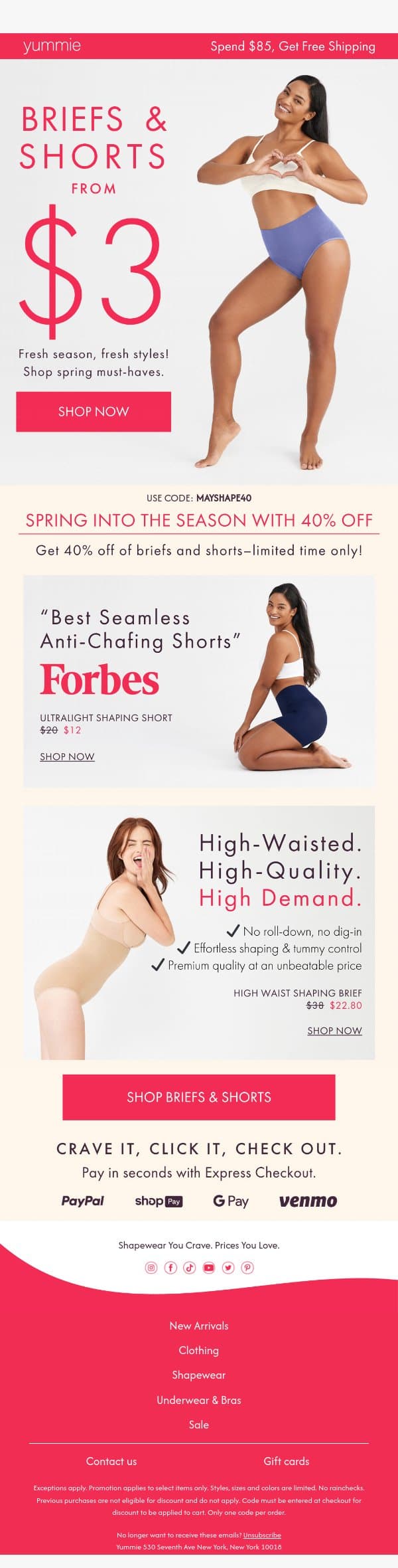 Don't skip on styles starting at $3 email from Yummie screenshot