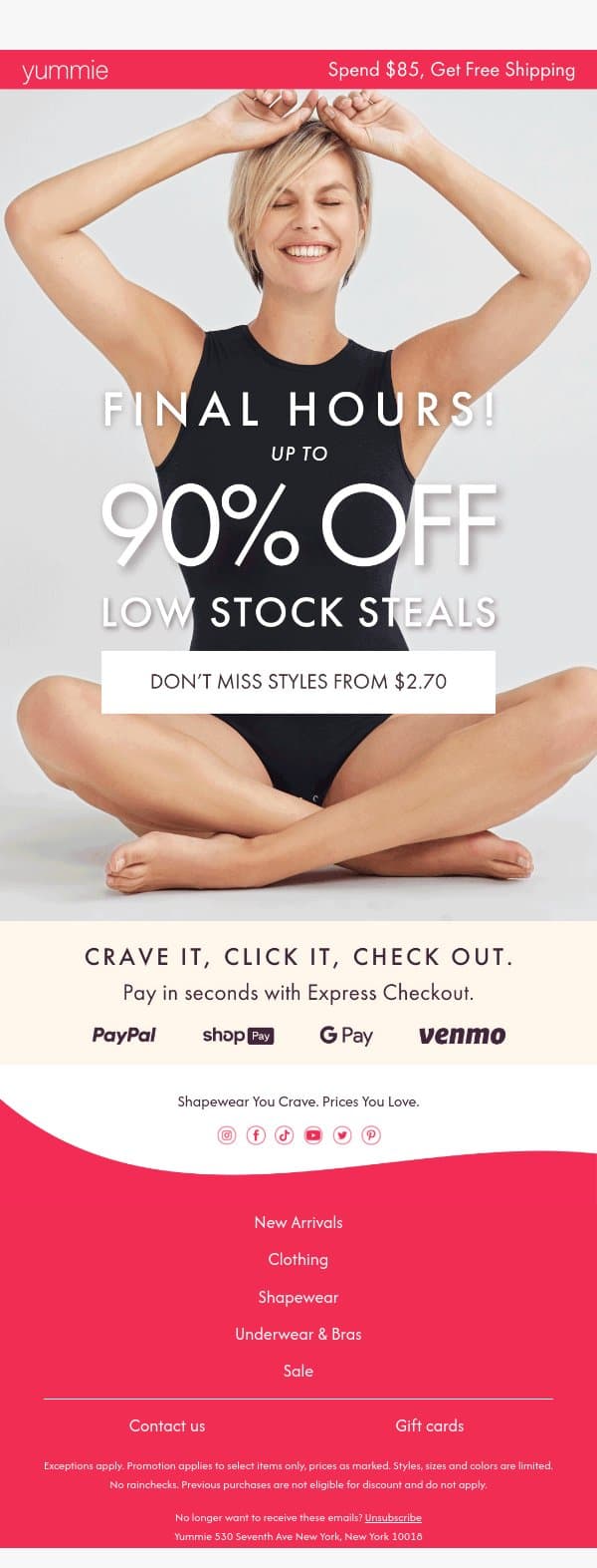 Your Faves Are Almost Gone 😢 email from Yummie screenshot