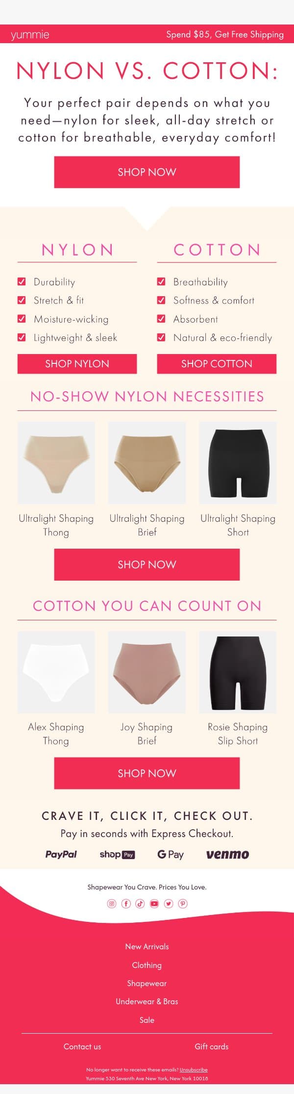 Team Cotton 🆚 Team Nylon email from Yummie screenshot