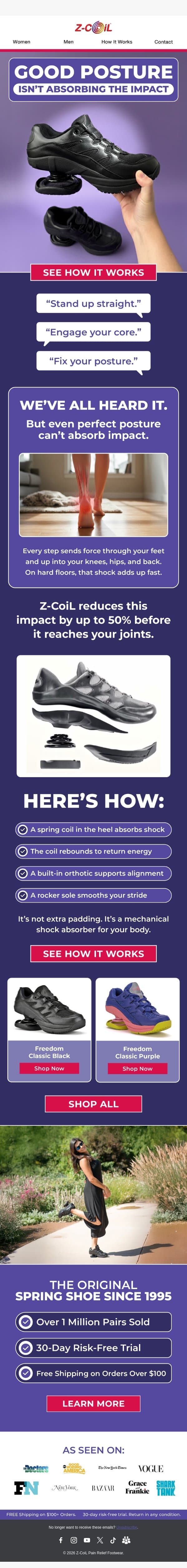 Hey, it’s not you. It’s your shoes 👀 email from Z-Coil screenshot