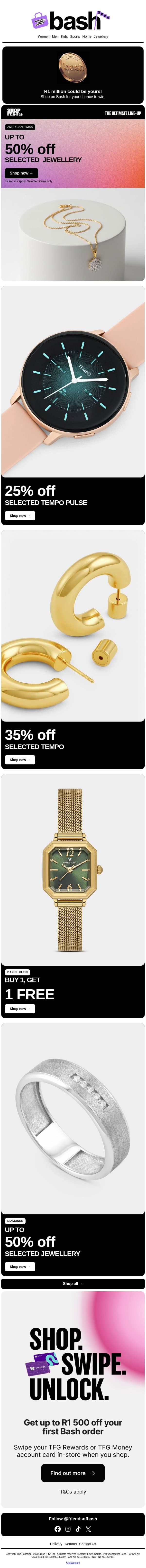 Shine on: Up to 50% off American Swiss ✨ email from Zando screenshot