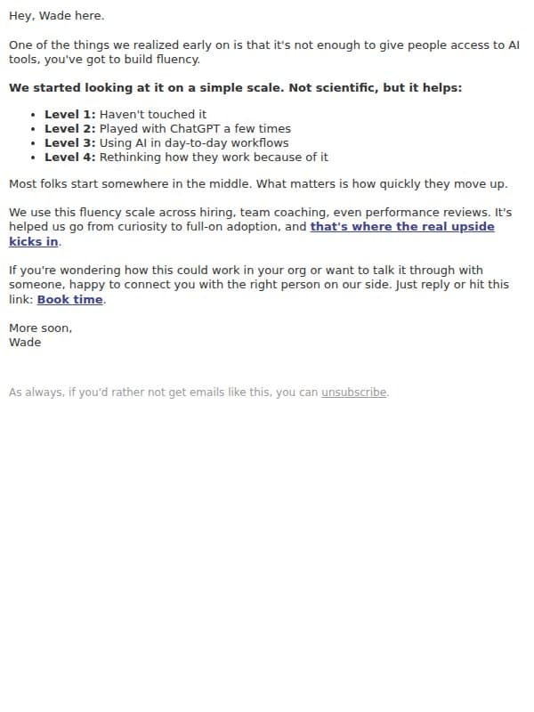 How fluent is your team in AI? email from Zapier screenshot