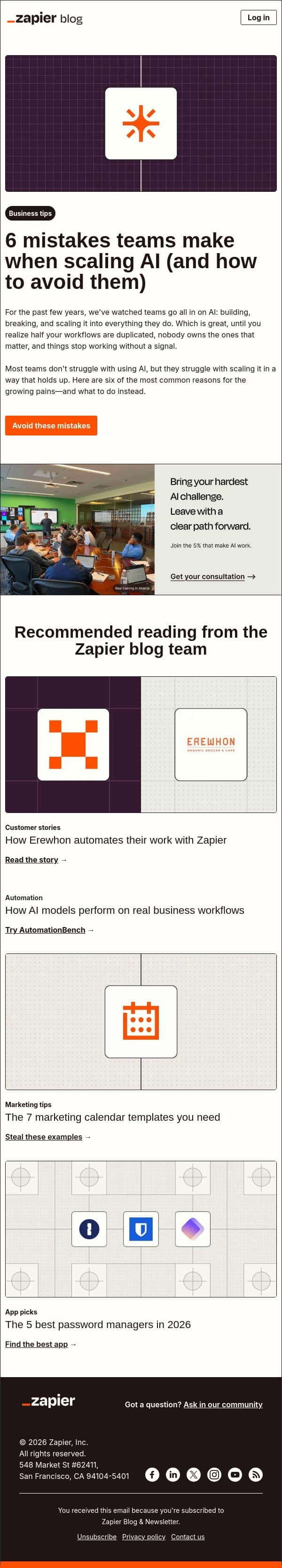 Scale your AI impact email from Zapier screenshot