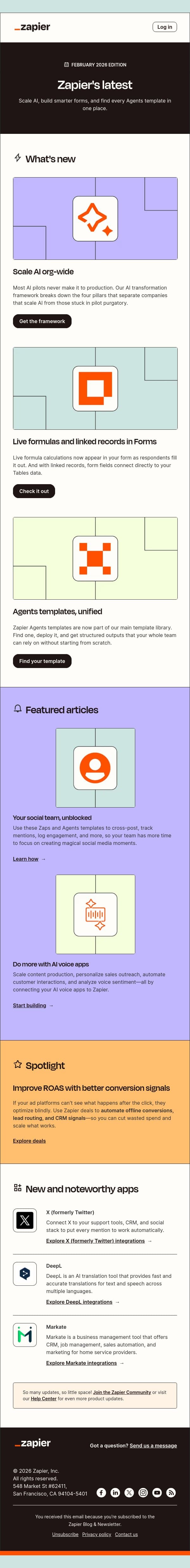 Three updates to automate and use AI like a pro email from Zapier screenshot
