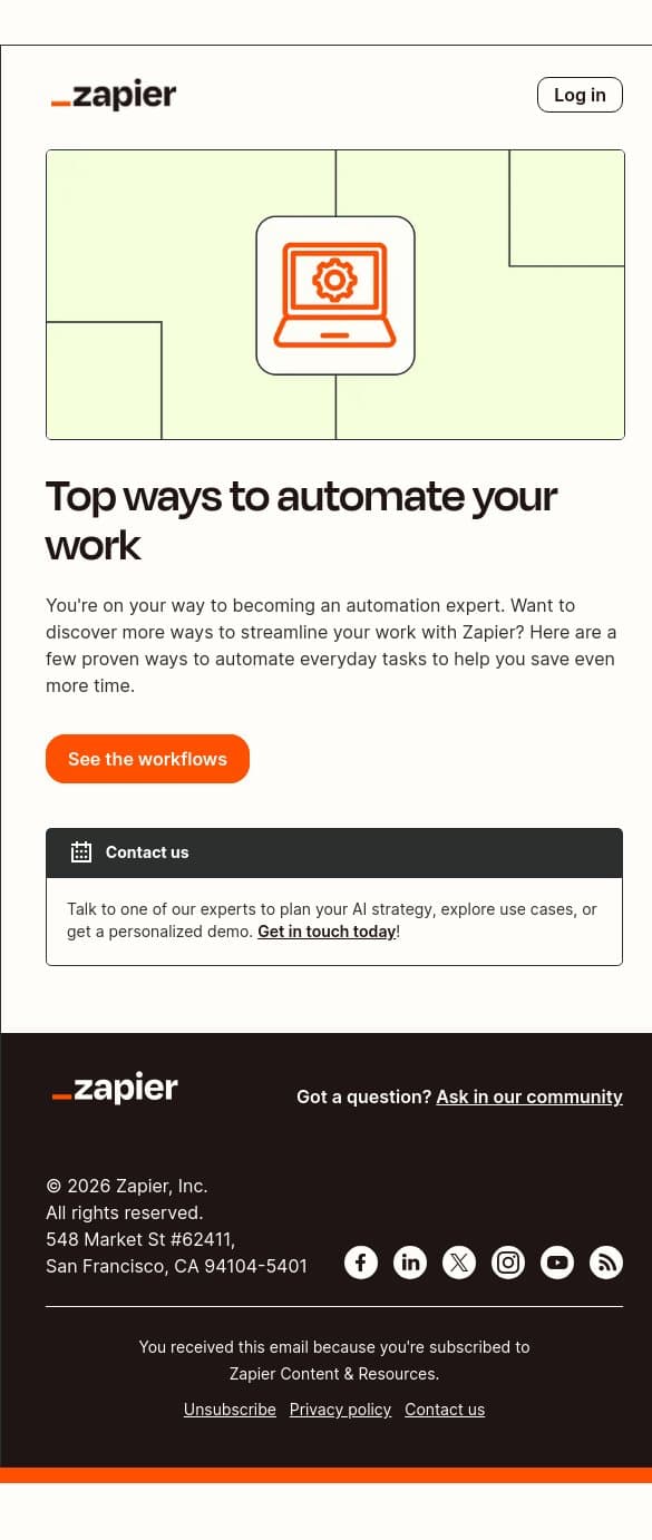 New automation ideas for you! email from Zapier screenshot