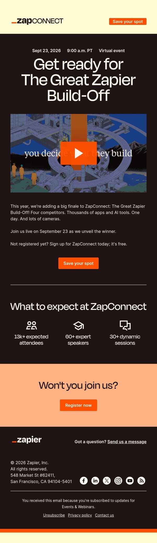We're cooking up something special 👀 email from Zapier screenshot
