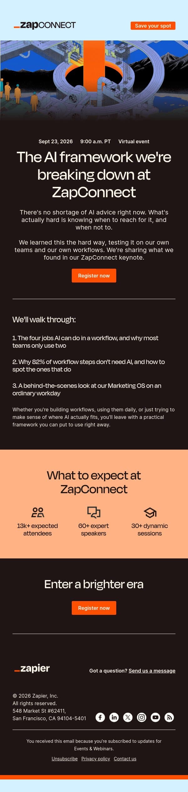 A framework for knowing when (and when not) to use AI email from Zapier screenshot