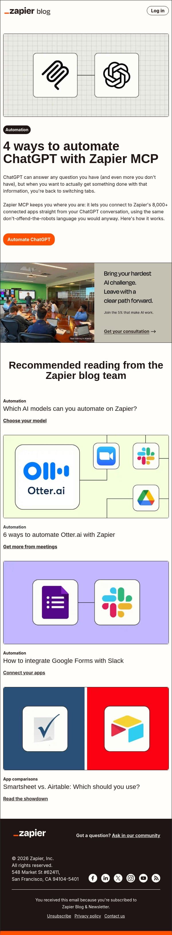 Automate straight from ChatGPT email from Zapier screenshot