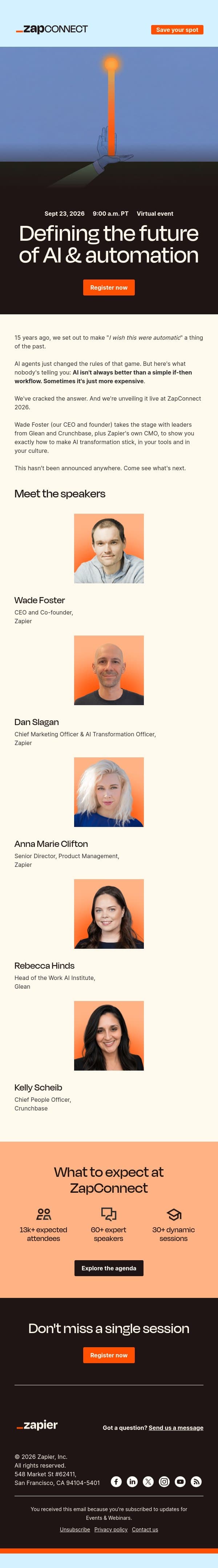 The session we've been waiting all year to share with you email from Zapier screenshot