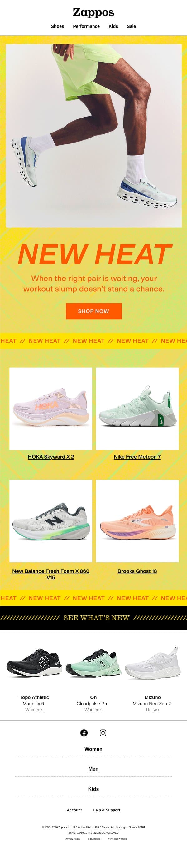 Fresh arrivals from HOKA, ASICS & more email from Zappos screenshot