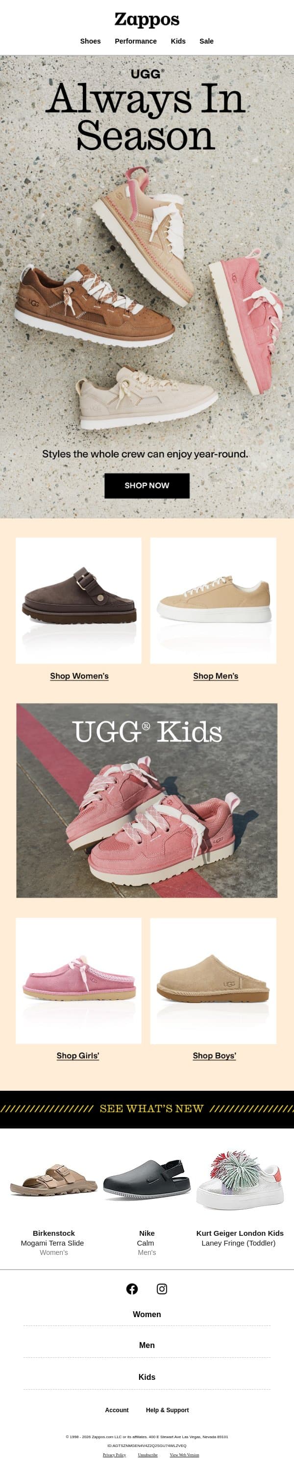 UGG® for every moment email from Zappos screenshot