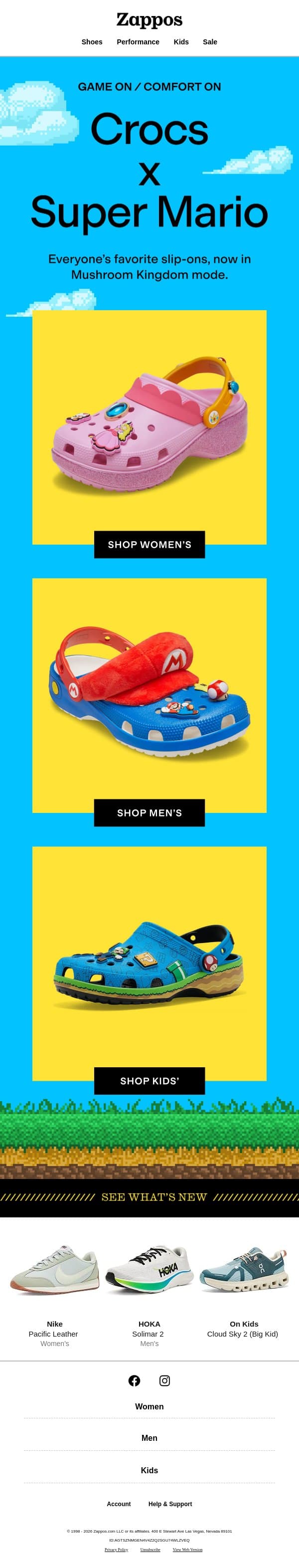 Crocs just got a power-up 🍄 email from Zappos screenshot