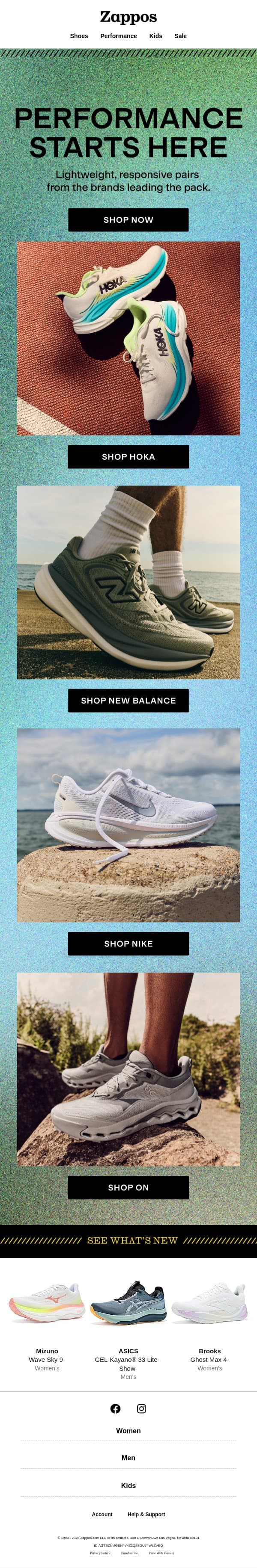 Runners’ choice: Nike, New Balance & more email from Zappos screenshot