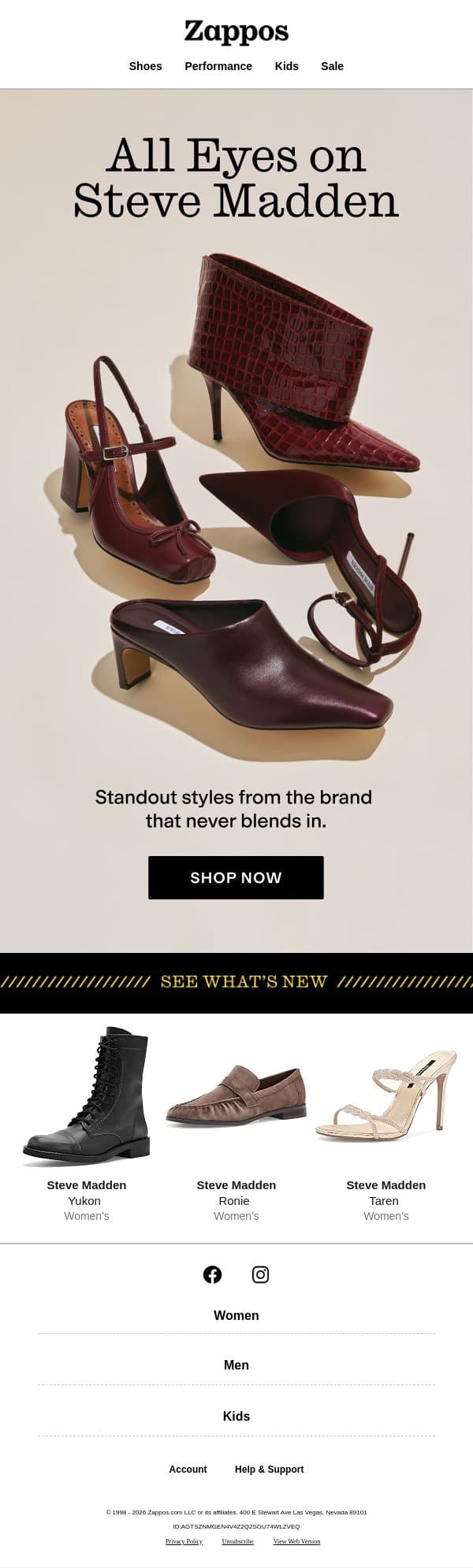 Turn heads in Steve Madden email from Zappos screenshot