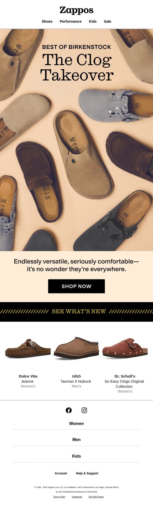 Slide into Birkenstock & never look back email from Zappos screenshot