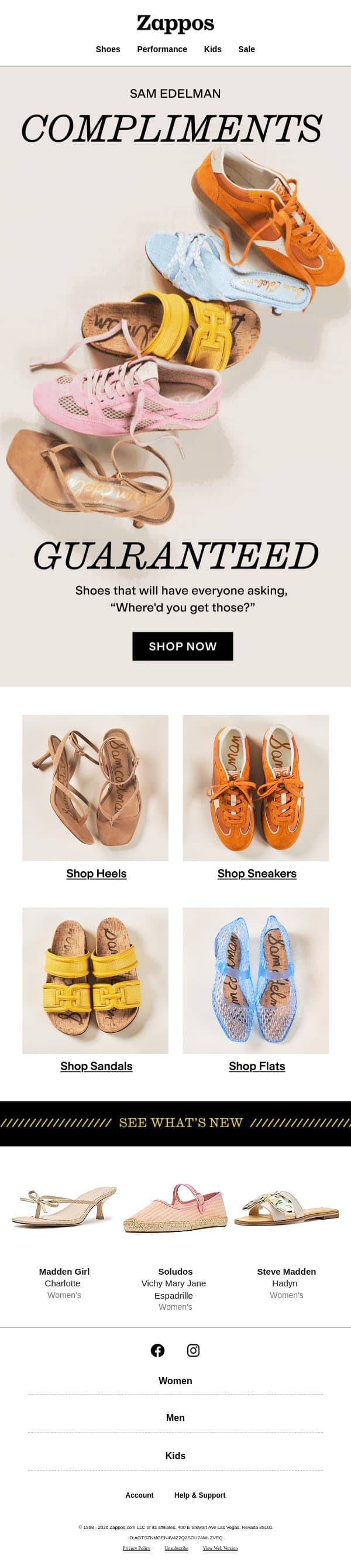 Sam Edelman styles worth noticing email from Zappos screenshot