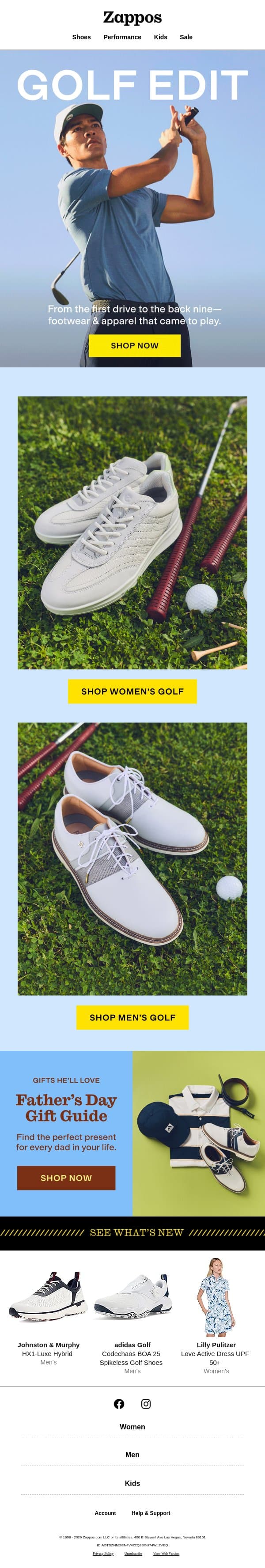 The fairway has never looked better ⛳ email from Zappos screenshot