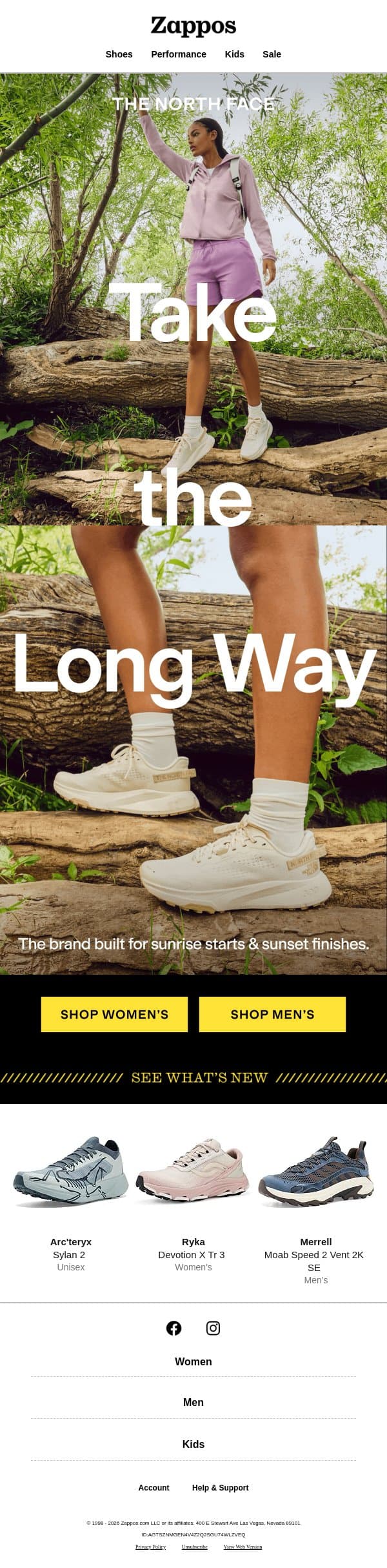Any trail, always The North Face email from Zappos screenshot