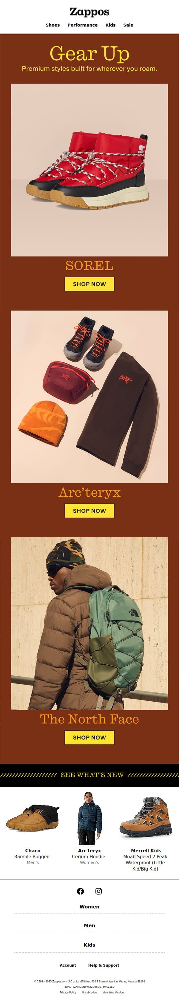 For your next winter adventure… email from Zappos screenshot