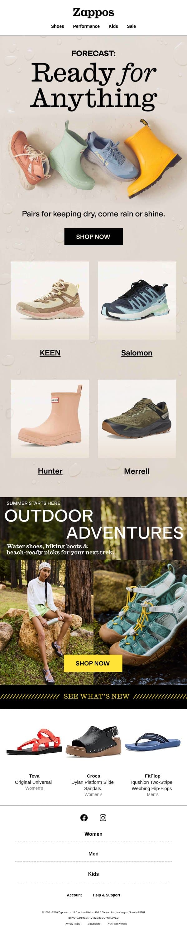 Goodbye, soggy socks email from Zappos screenshot