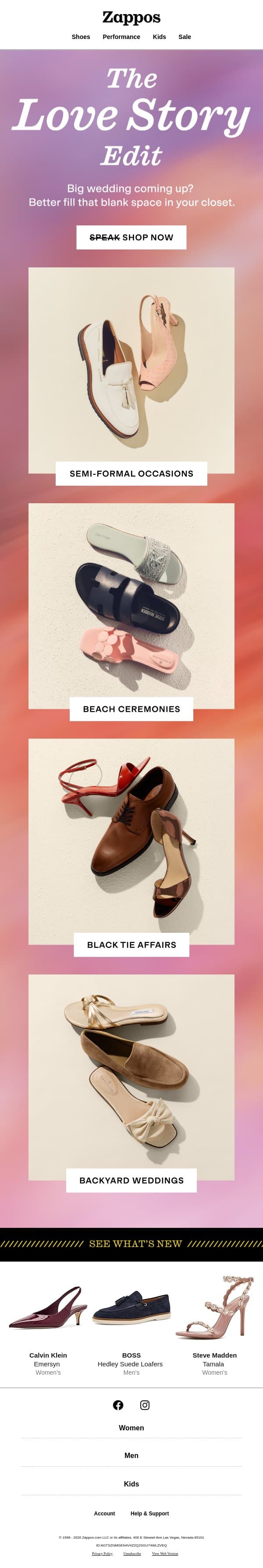 Your reputation as best-dressed guest starts here 💍 email from Zappos screenshot