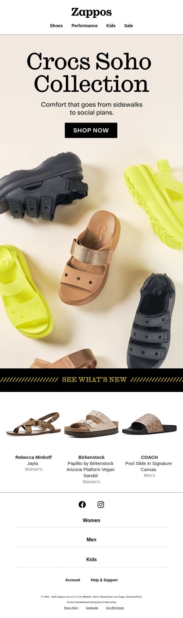 Crocs for every step & every stop email from Zappos screenshot