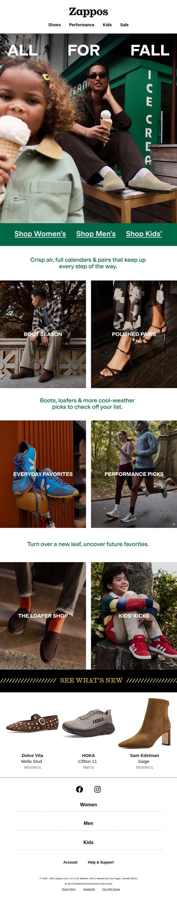 The Fall Shoe Edit is here 🍂 email from Zappos screenshot