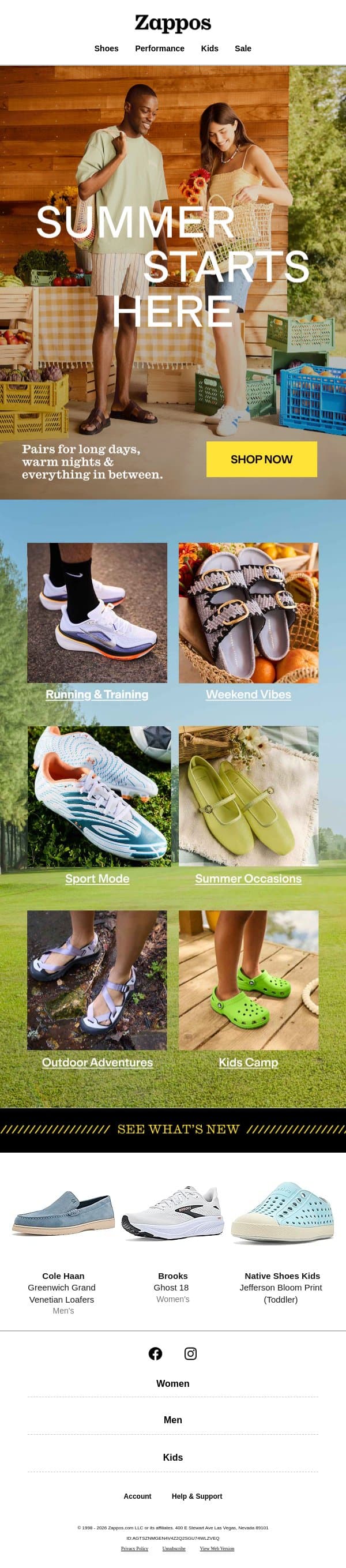 Your summer shoe lineup has arrived ☀️ email from Zappos screenshot
