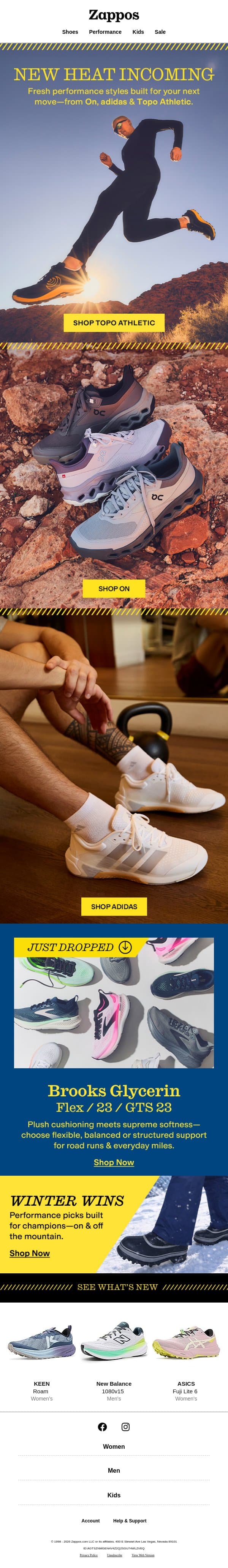 NEW styles from On, adidas & more email from Zappos screenshot