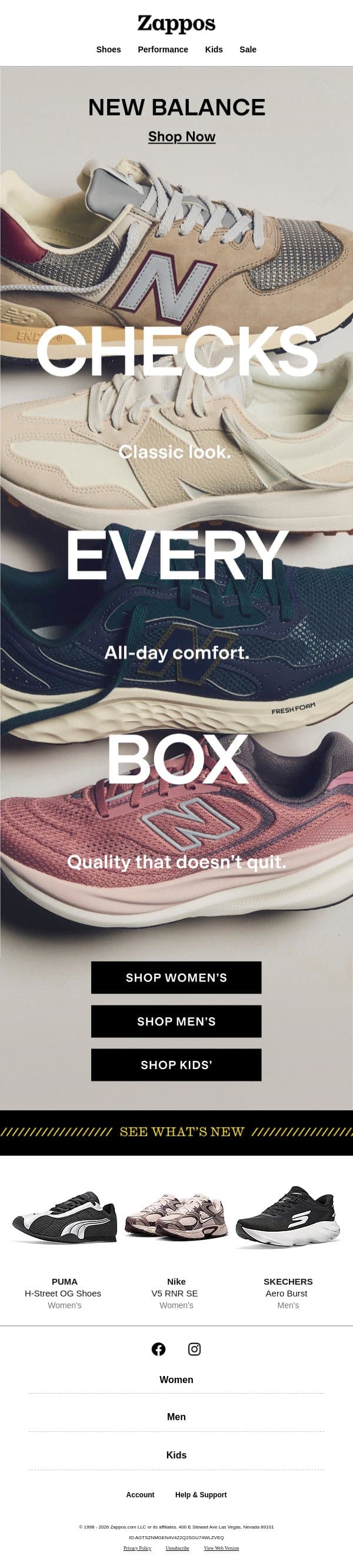 New Balance, zero compromise email from Zappos screenshot