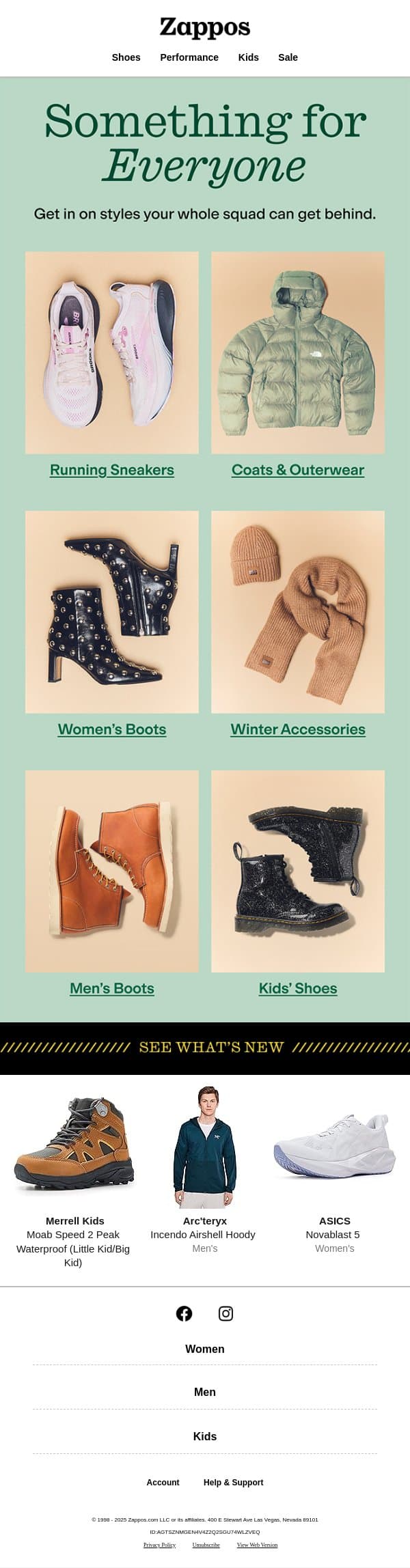 Outfit your entire crew email from Zappos screenshot