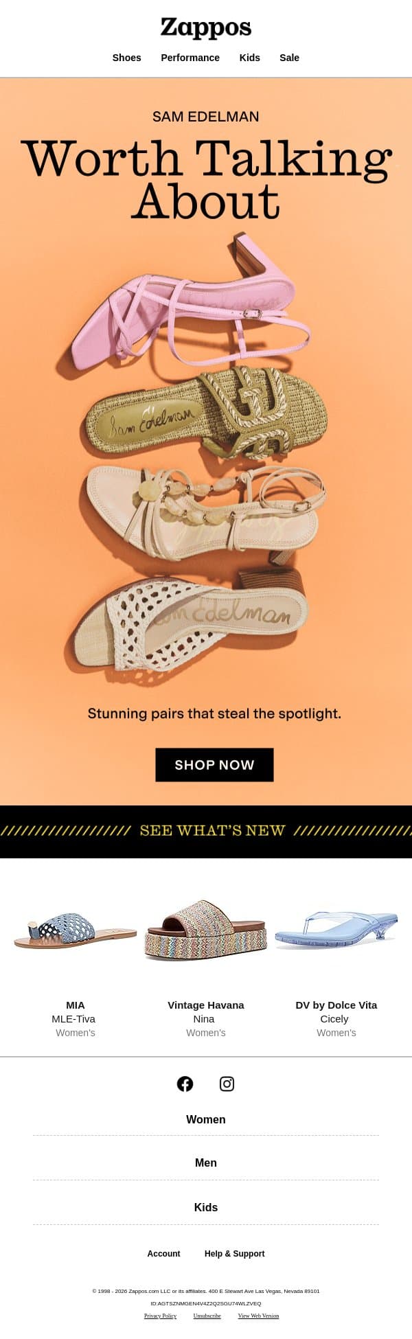 Sam Edelman is the moment email from Zappos screenshot