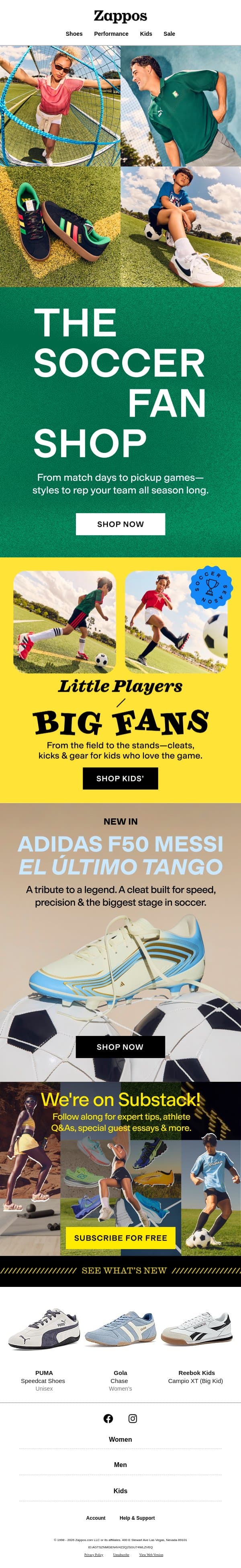 Make soccer your whole personality⚽ email from Zappos screenshot