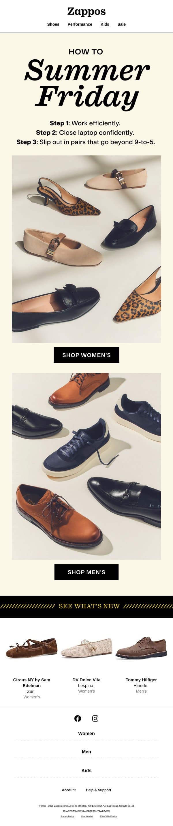 Shoes that make clocking out easy 🏖️ email from Zappos screenshot