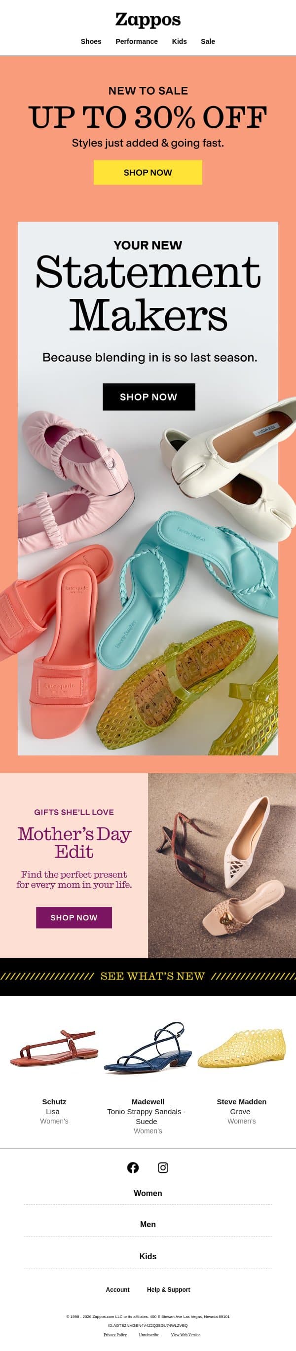 Trending shades with something to say email from Zappos screenshot
