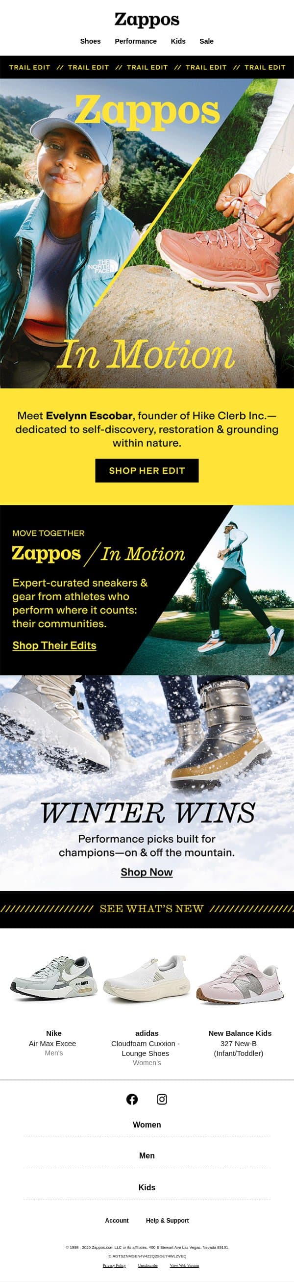 Expert-selected picks for trail explorers email from Zappos screenshot