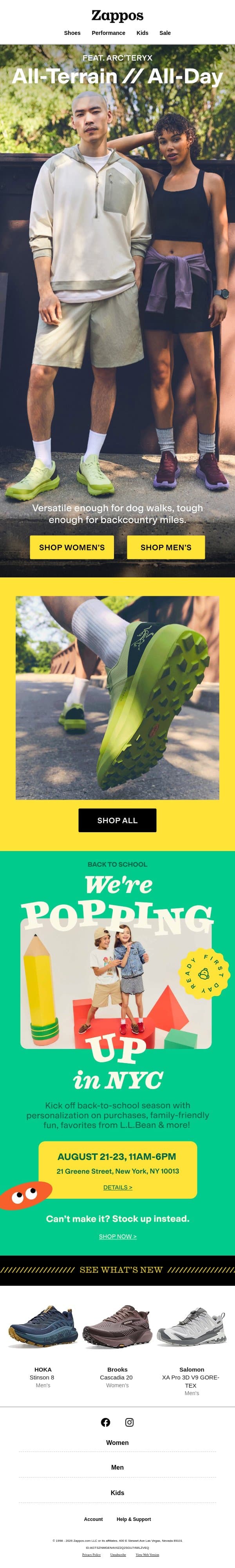 Trail to town—shoes & styles that do both email from Zappos screenshot