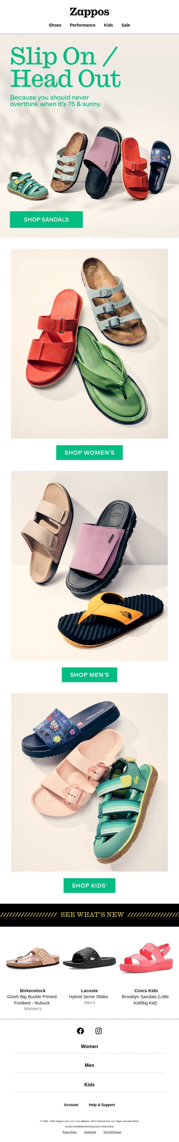 Sandals worth keeping by the door email from Zappos screenshot