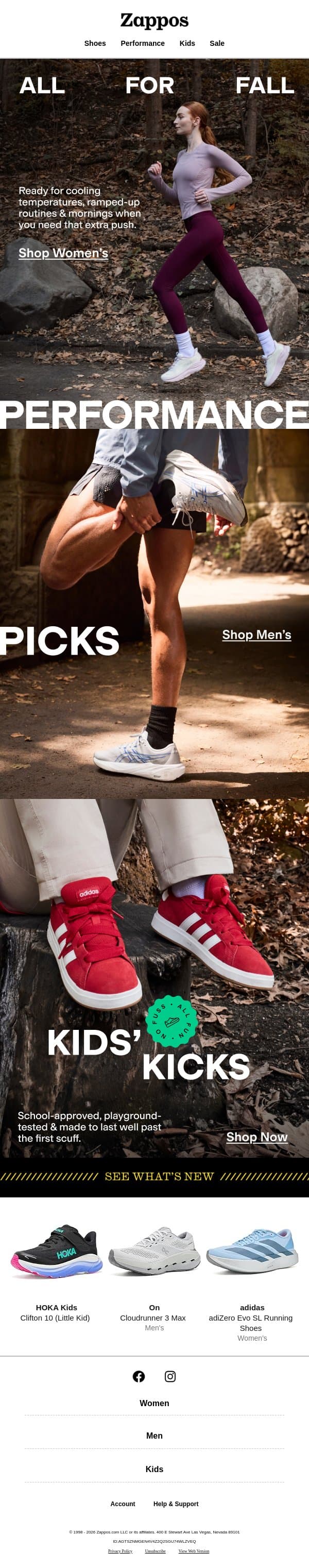 Fall workout goals 🤝 the right shoes email from Zappos screenshot