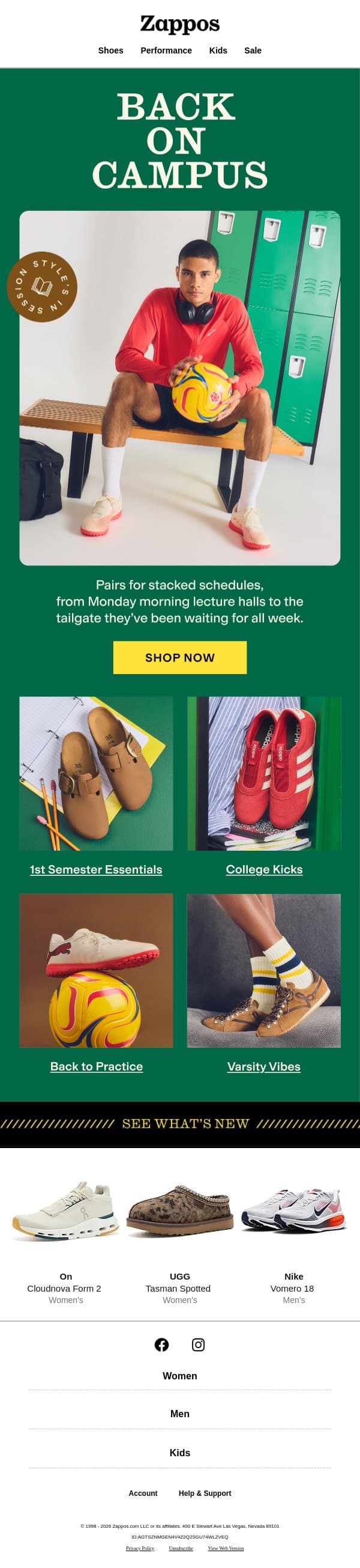 Return-to-campus picks worth studying up on 📚 email from Zappos screenshot