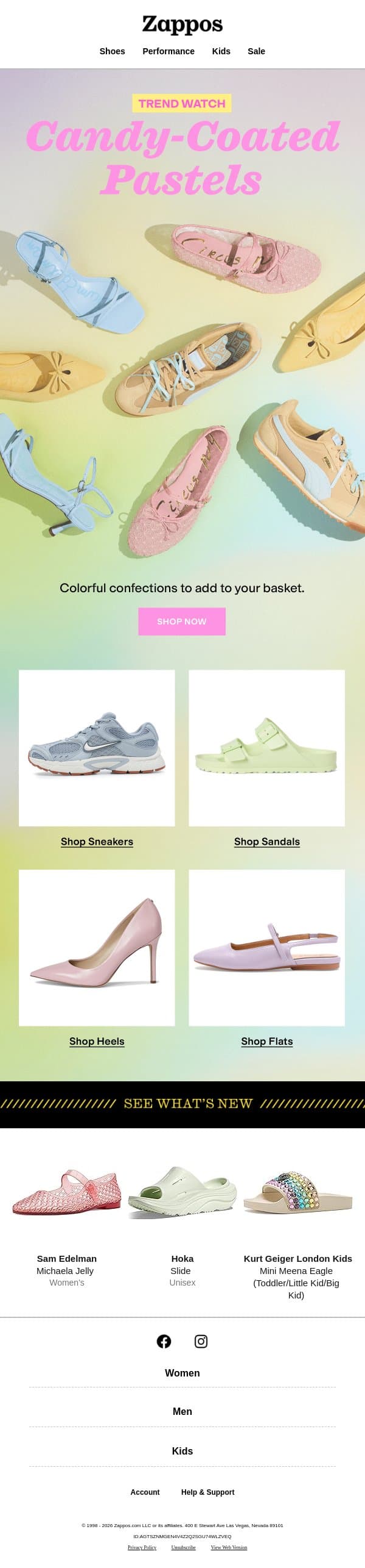 Pastels are trending for spring 🍭 email from Zappos screenshot