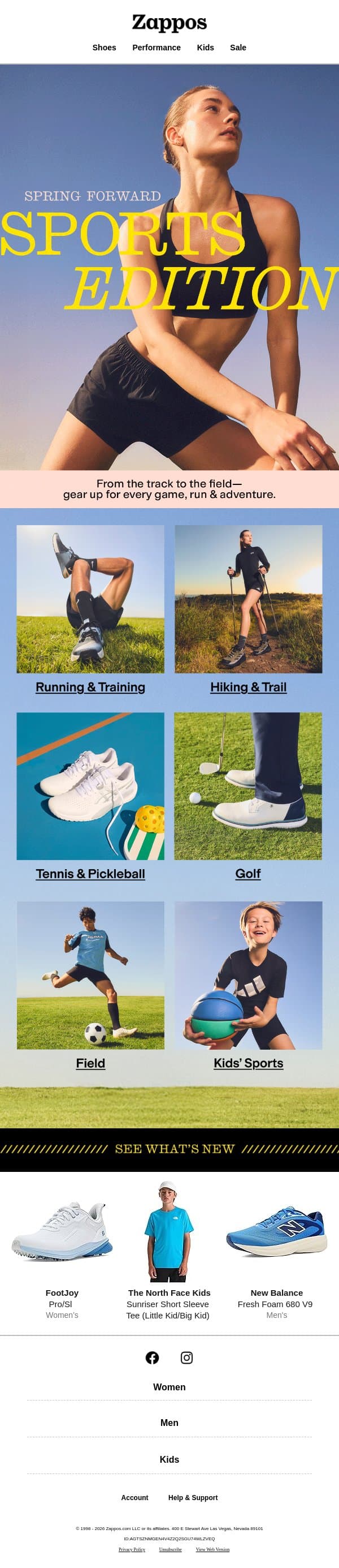 Sporty spring styles you need email from Zappos screenshot